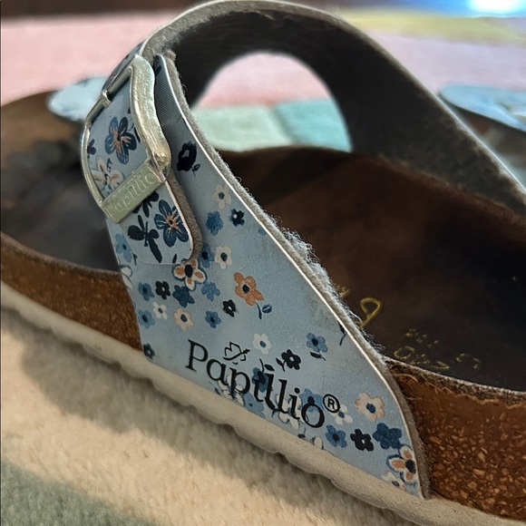 Birkenstock Papillio Gizeh Thong Leather Sandals Floral Butterflies Blue - Picture 15 of 17